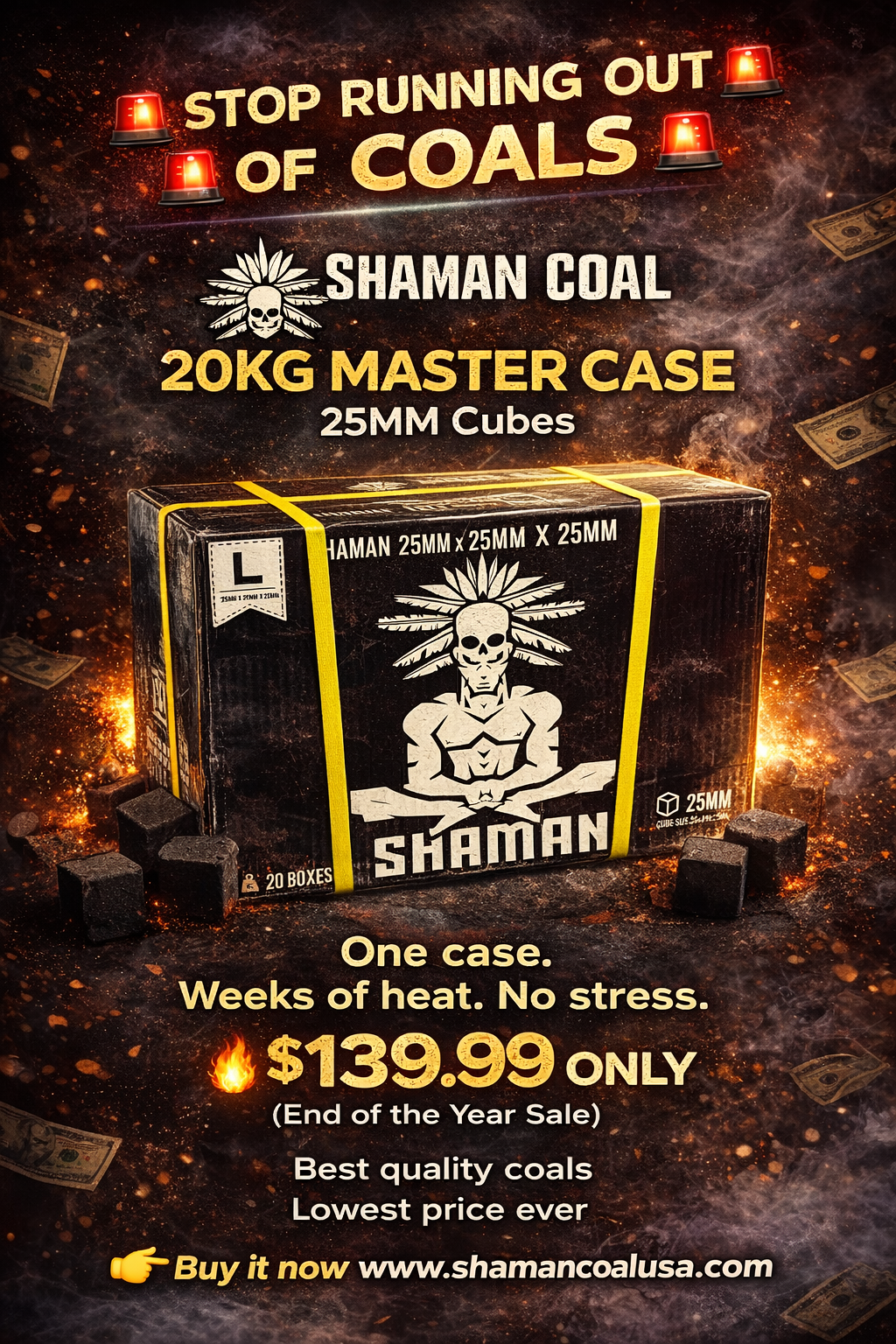 MASTER CASE - SHAMAN SQUARE COAL- 25mm 1kg – 20 BOXES