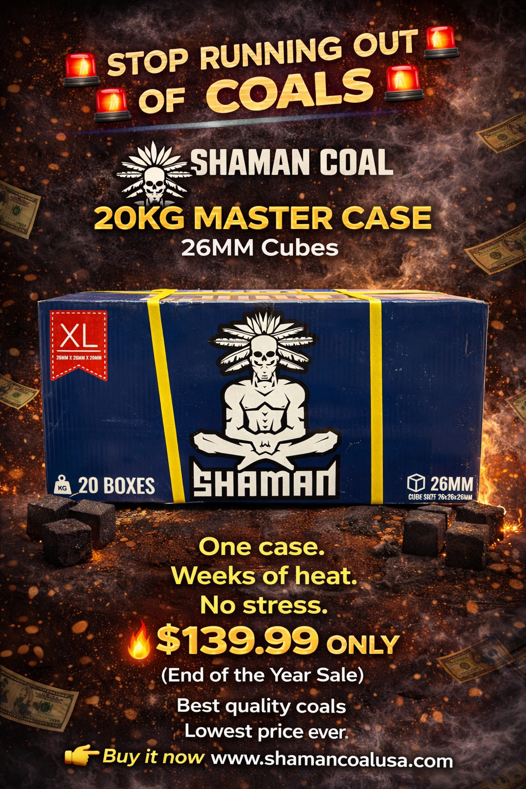 MASTER CASE - SHAMAN SQUARE COAL LX- 26mm 1kg – 20 BOXES